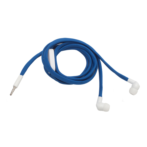 Shoestrings earphones, blue/white photo